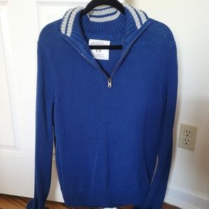 Aeropostale Hidden Stripe Half-Zip Mock Neck Knit Sweater Cotton Preppy School